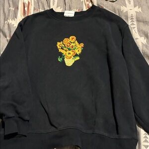 Zara Black Sweater with Sunflower Embroidery